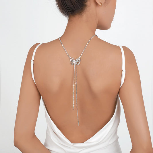 N1591 Elegant geometric temperament butterfly necklace claw chain full of diamonds light luxury sweet girl heart necklace female