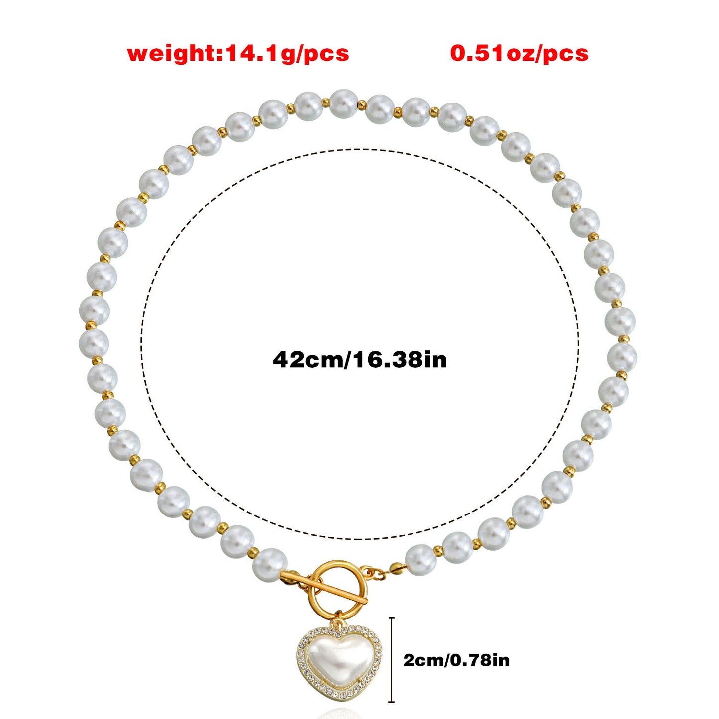 Jewelry Acrylic Pearl Beaded Necklace Love Pendant Necklace Women's Versatile Choker