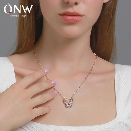 Hollow-out butterfly necklace female super fairy celebrity micro-inlaid zircon necklace ins tide net red butterfly clavicle chain