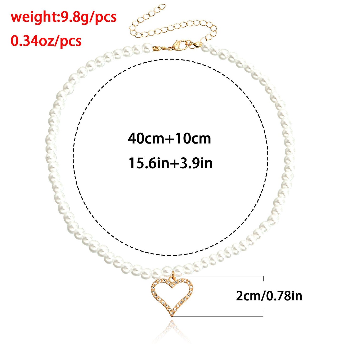 Jewelry light luxury imitation Baroque pearl micro-inlaid diamond hollow heart necklace female trend accessories