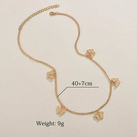 Accessories Simple Thin Chain Alloy Butterfly Pendant Necklace Female Clavicle Chain Jewelry