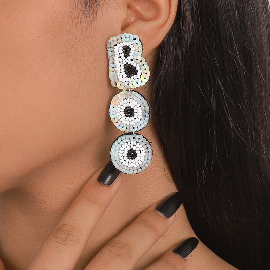 E1784 Punk dark rice bead earrings BOO Halloween sequin letters personalized handmade earrings