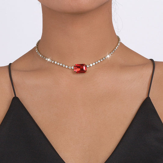 N1465 Temperament Light Luxury Short Clavicle Necklace Hong Kong Elegant Niche Diamond Inlaid Net Red Personality Necklace