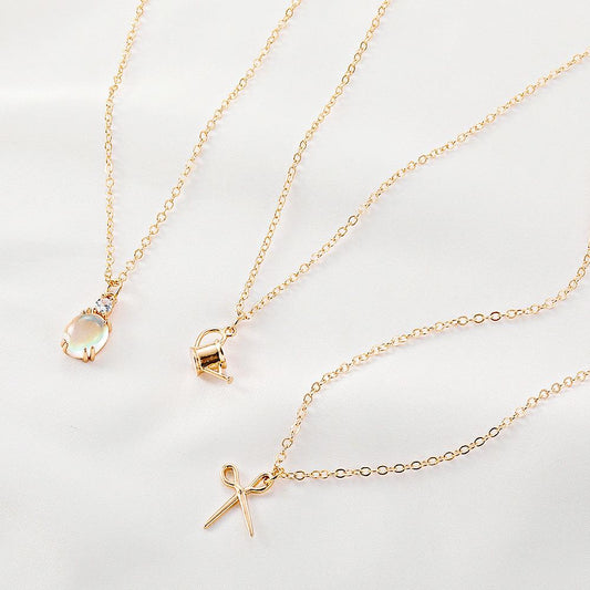Simple Zircon Pendant Necklace Personality Creative Metal Scissors Rock Clavicle Chain Fashion Necklace Women