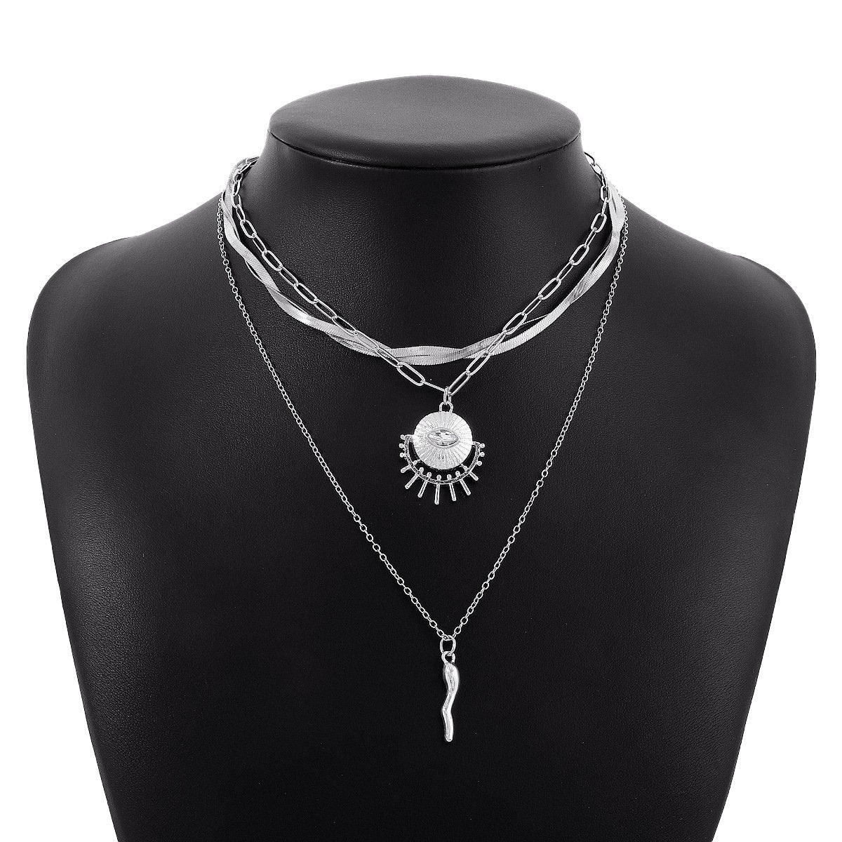 N1678 Jewelry Devil's Eye Exaggerated Stacked Necklace Personality Creative Winding Snake Bone Necklace