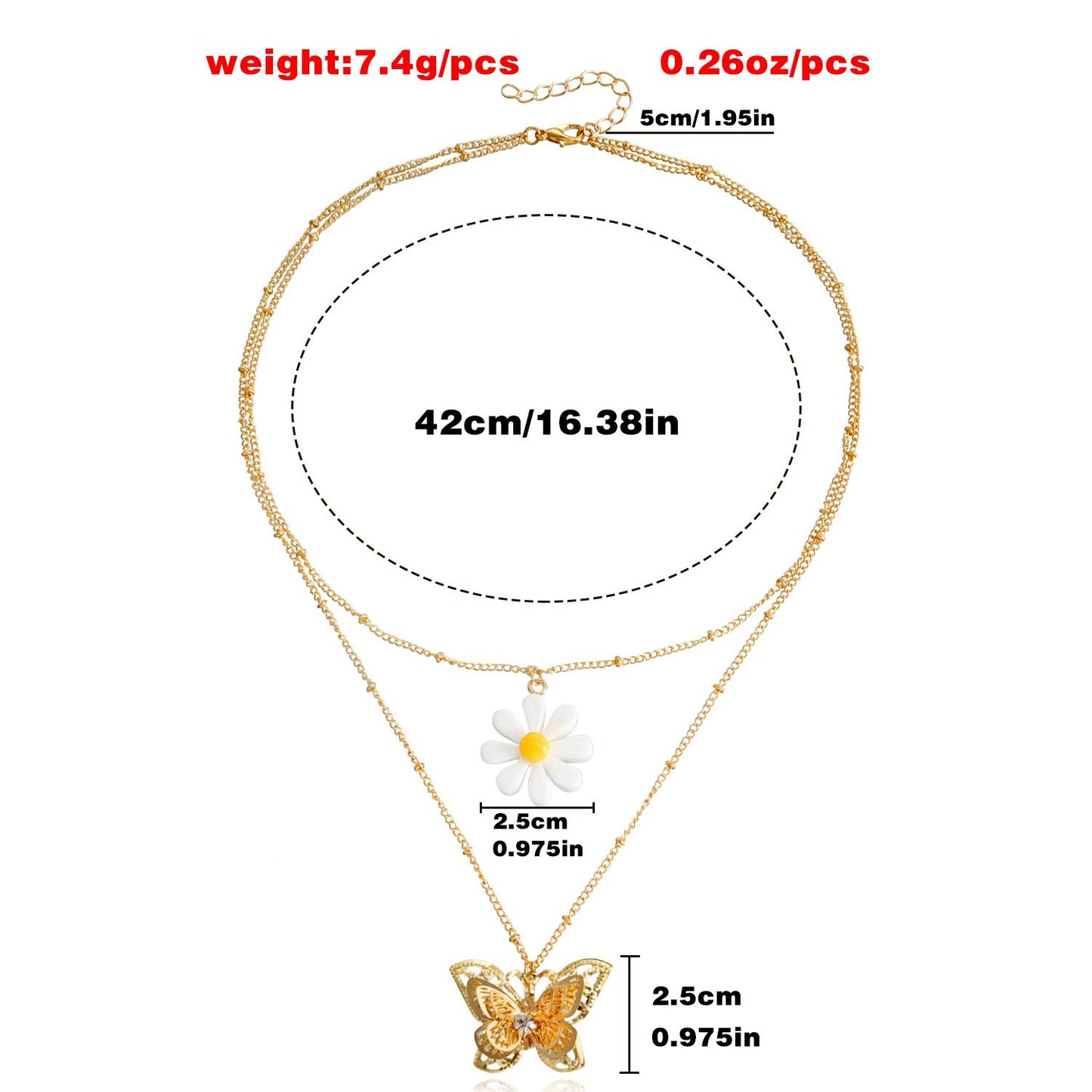 Jewelry Double Clavicle Chain Exaggerated Flower Butterfly Pendant Necklace Fashion Temperament Personality Necklace