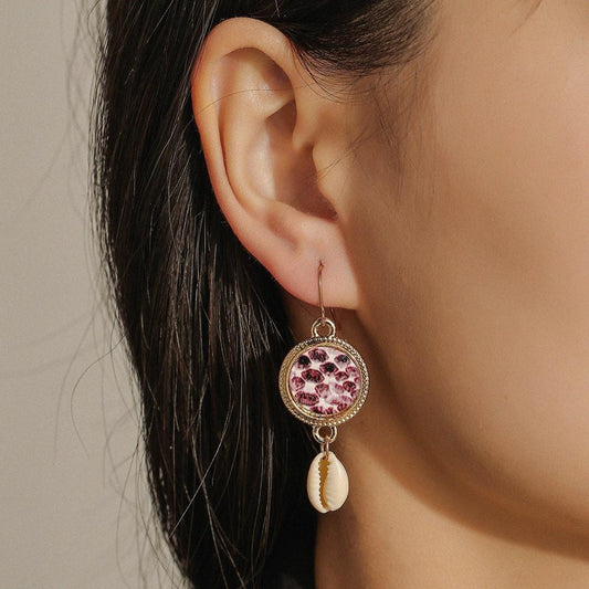 Jewelry Bohemian Colored Fish Scale Round Earrings Fashion Beach Fish Shell Ladies Earrings