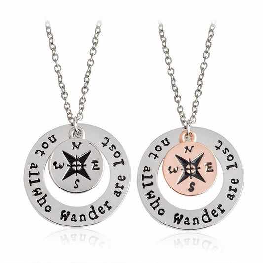 Explosive compass necklace compass letter handmade pendant necklace Wanderlust clavicle chain
