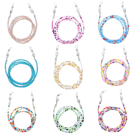 Jewelry Popular Rice Beads Glasses Chain Versatile Personality Mask Accessories 9-Piece Set