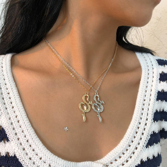 N927 jewelry exaggerated stacked double-layer zodiac snake necklace alloy retro girlfriends couple necklace