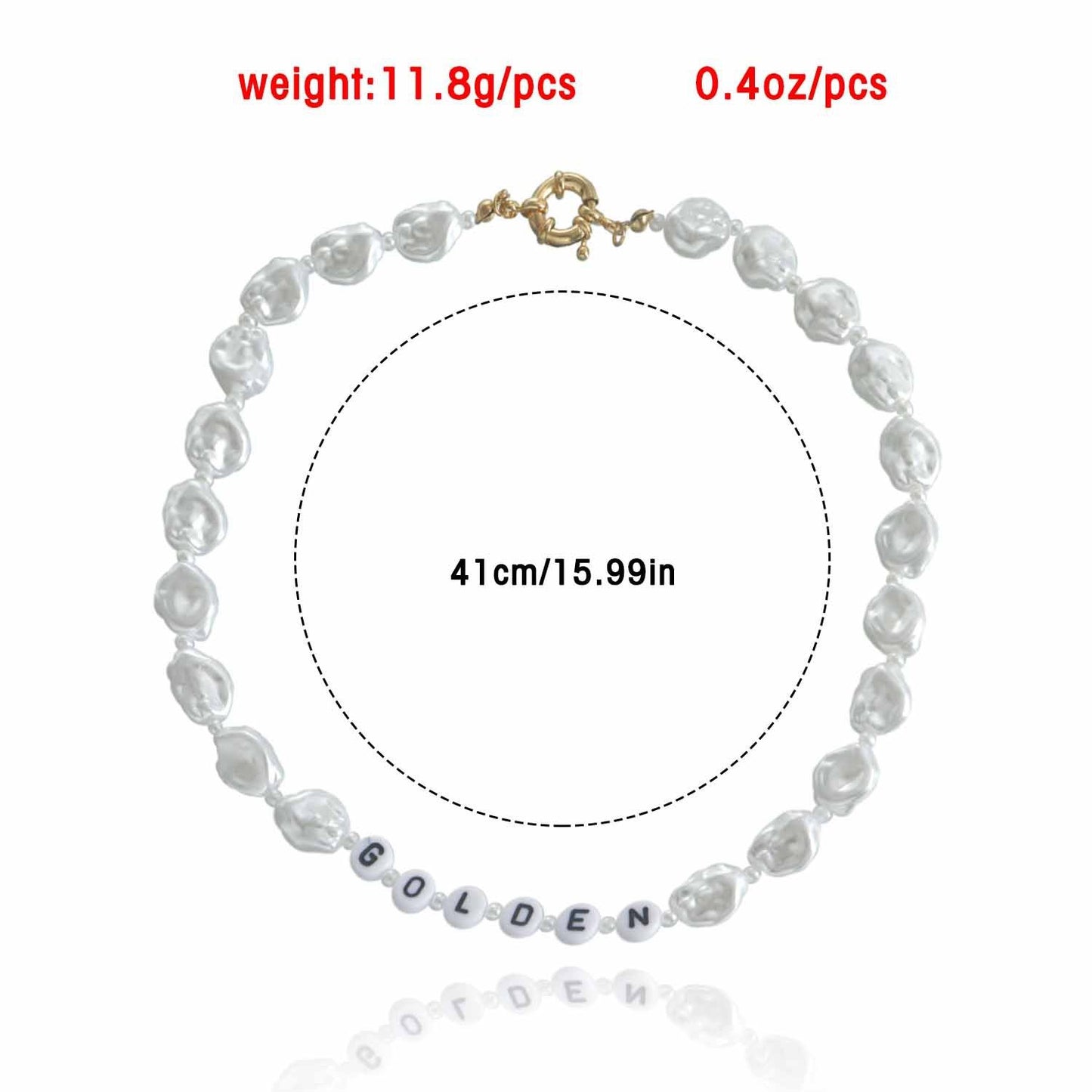 Jewelry GOLDEN letter irregular flat acrylic pearl necklace summer ins necklace y2k