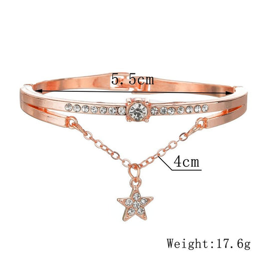 Bracelet rose gold five-pointed star diamond metal women's bracelet literary student bracelet jewelry