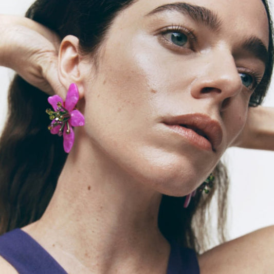 E1898ZA Personality plate color flower earrings niche acrylic three-dimensional fashion earrings women