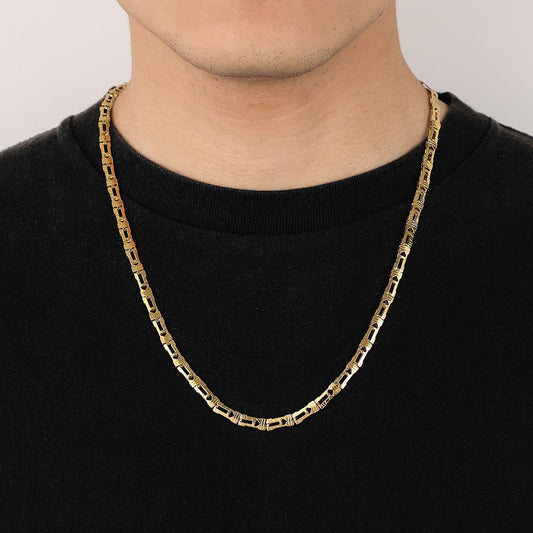 Trendy and fashionable men's stainless steel special-shaped hollow heart-shaped necklace titanium steel long section simple personality couple necklace