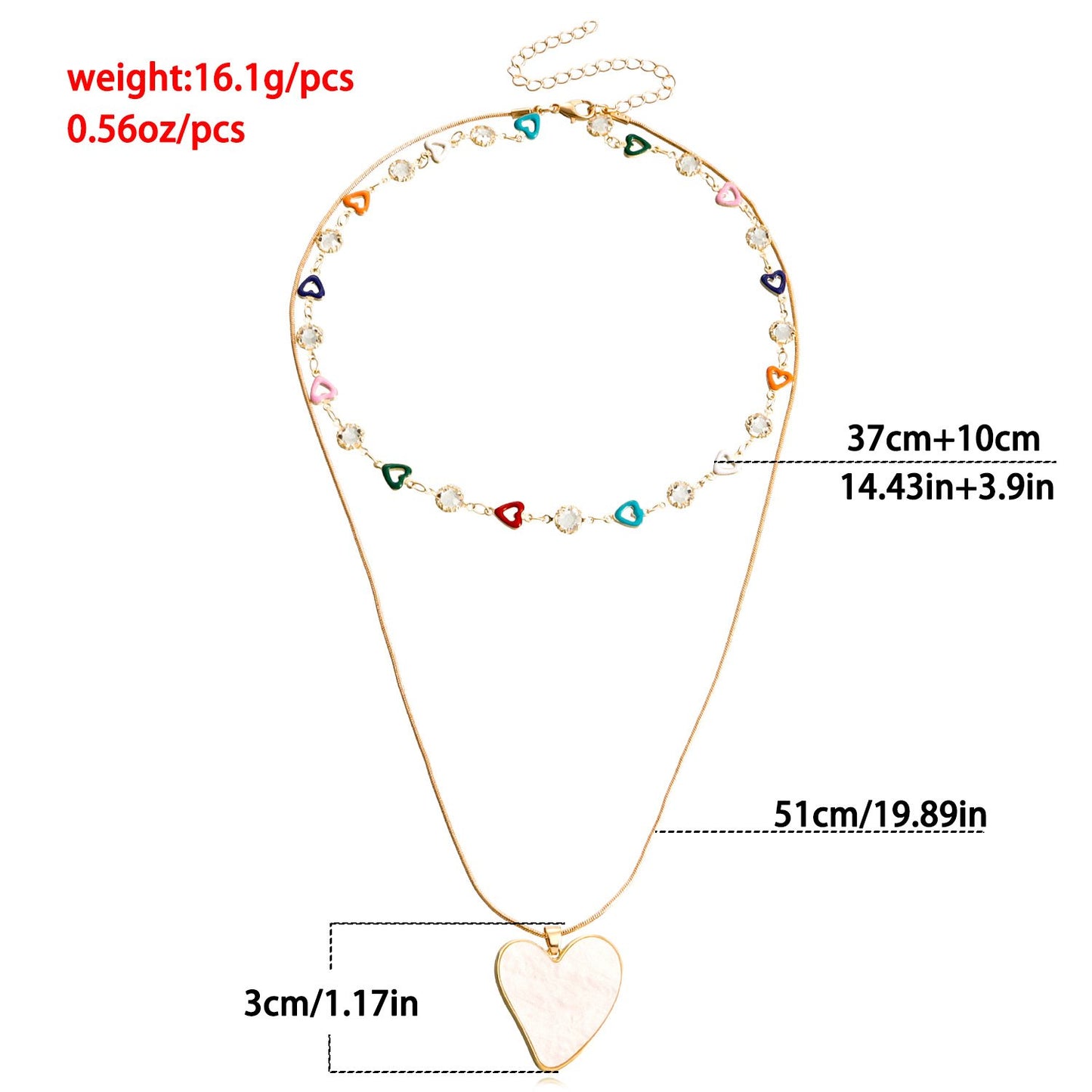Jewelry color mini love crystal stacked necklace female clavicle chain sweet niche personality necklace