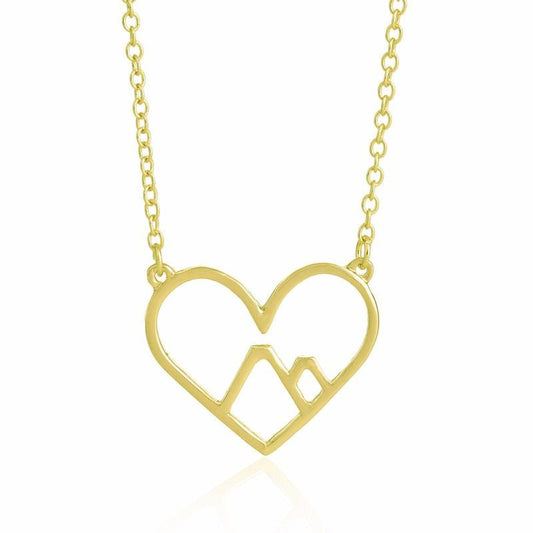 Explosive jewelry simple love peach heart hollow mountain necklace empty peach heart mountain pendant clavicle chain