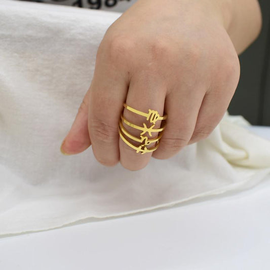 12 Constellation Ring Creative Retro Simple Women's Fashion Joint Ring Opening Adjustable