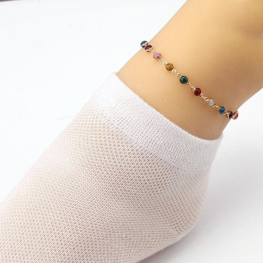 Copper Chain Neck Charm Colorful Handmade Vintage Foot Charm Boho Pop Bracelet