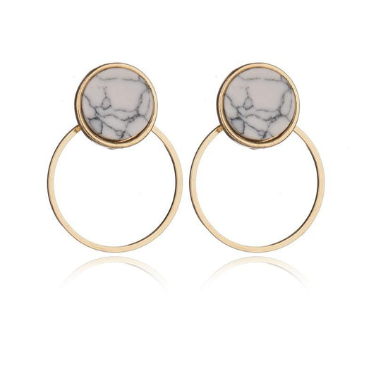 Fashion Simple Geometric Stud Earrings Women Marble Pattern Turquoise Earrings Earrings