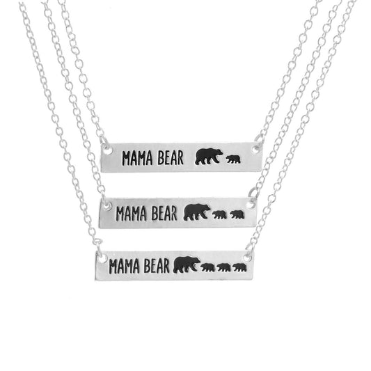 Explosive Mother's Day Gift Simple Fashion Mother Bear Pendant Necklace Alloy Gold and Silver Two Colors