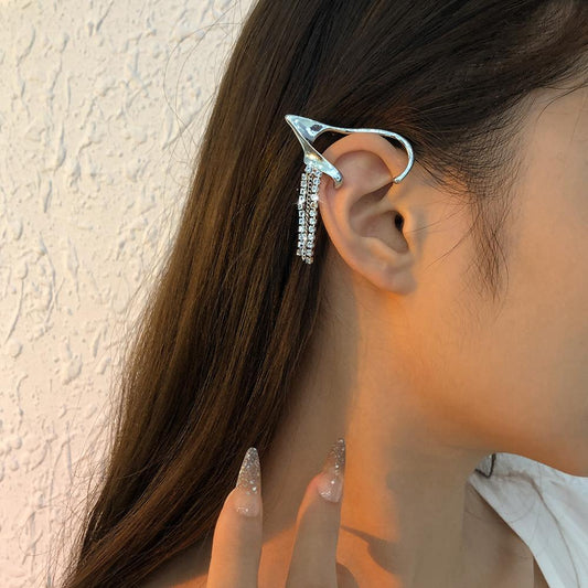 E1161 Jewelry Fashion Flash Diamond Tassel Earrings Simple Trendy Cool No Pierced Creative Ear Bone Clip