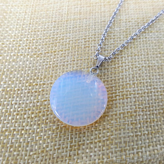 Fashion Round Natural Crystal Pendant Clavicle Chain Necklace Jewelry Items Youth Vitality Unisex