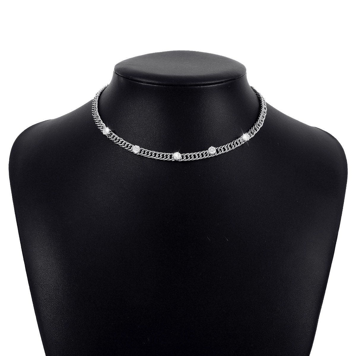N1574 Simple single-layer necklace women's cold and cool rhinestone necklace niche geometric retro necklace
