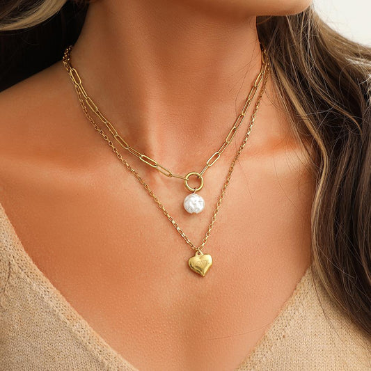 Light luxury niche ins love cold accessories design sense necklace love double clavicle chain stainless steel necklace