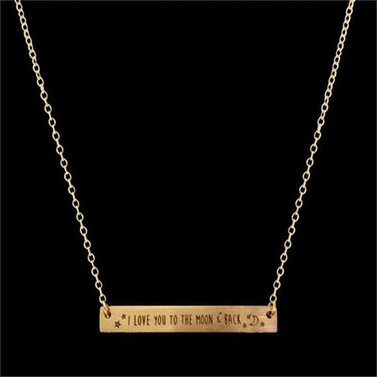 Lettering necklace Iloveyoutothemoonandback long letter necklace