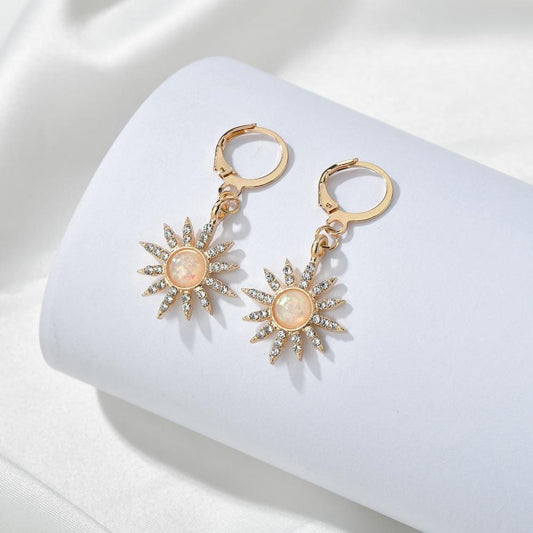 Accessories Fashion Pendant Earrings Rhinestone Sunflower Exaggerated Earrings Earrings Women