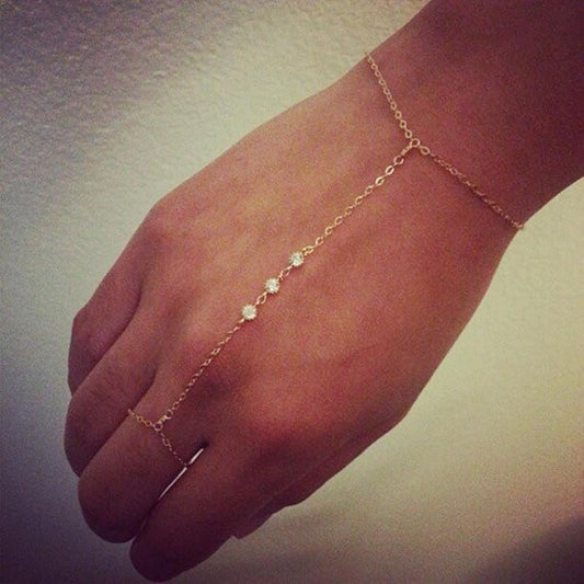 Trendy Women's Jewelry Fashion Simple CZ Zircon Bracelet 3 Rhinestone Bracelet