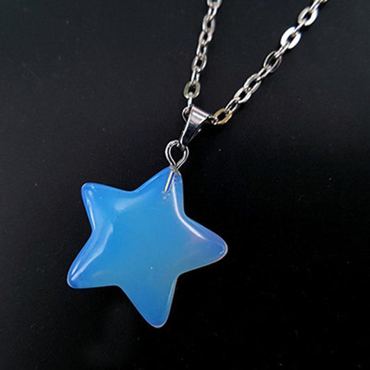 Opal Pentagram Pendant Kids Clavicle Chain Natural Stone Necklace Ornament Halloween