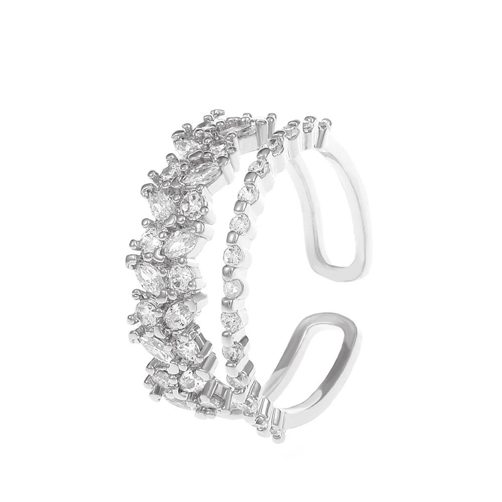 ins multi-layer zircon ring female fashion personality temperament geometric opening wheat ear index finger ring light luxury ring