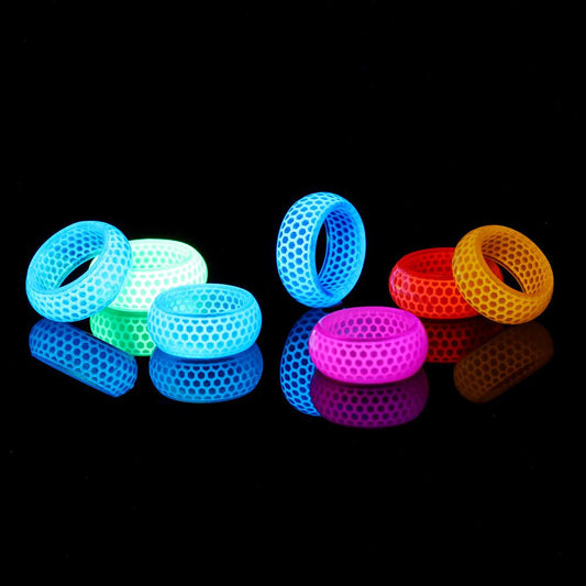 Explosive retro fashion honeycomb pattern Mori resin magic luminous ring