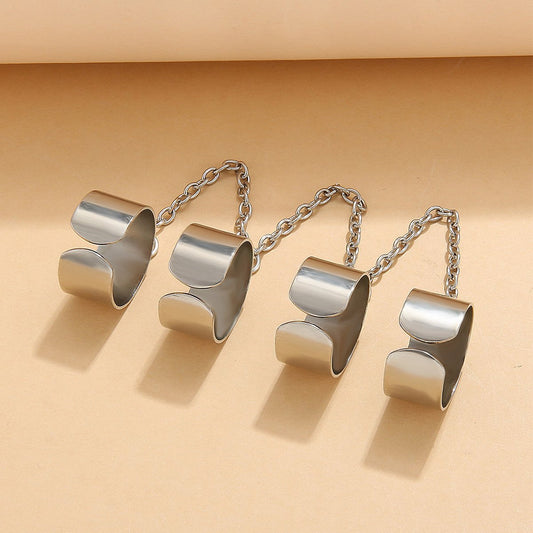 Punk net red chain combination ring personality design sense one-piece open ring set men and women the same style