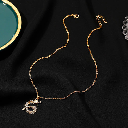 Men and women with the same style Vietnamese and Thai gold-plated dragon pendant twelve zodiac flying dragon zircon dragon necklace clavicle chain