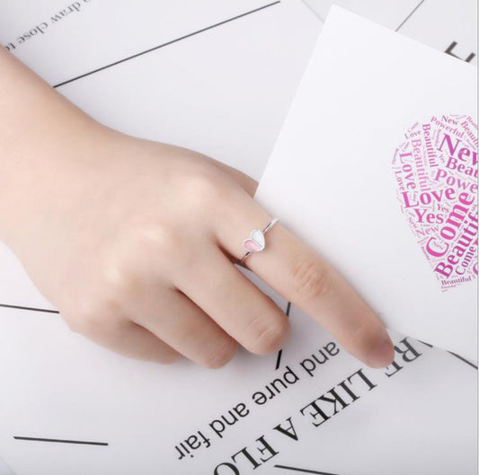 Sweet Ice Cream Love Ring Female Fashion Versatile Pink Peach Heart Open Index Finger Ring Jewelry