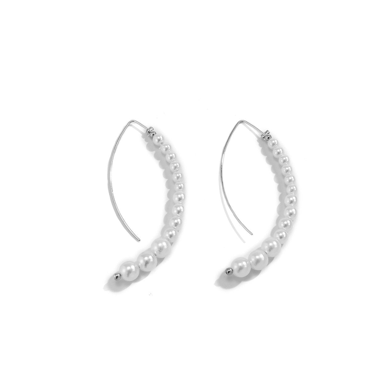 Jewelry Temperament Cold Water Drop Imitation Pearl Earrings Versatile Geometric Metal Earhook Earrings Women