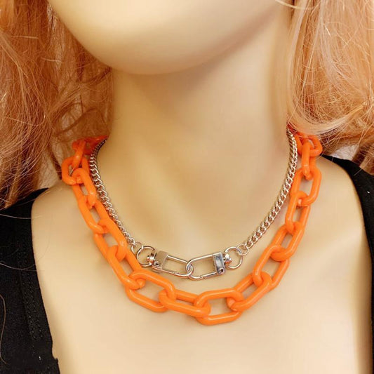 Jewelry Personality Tassel Adjustable Two-piece Set Item Decoration Hip Hop Trendy Keychain Exaggerated Chain Necklace