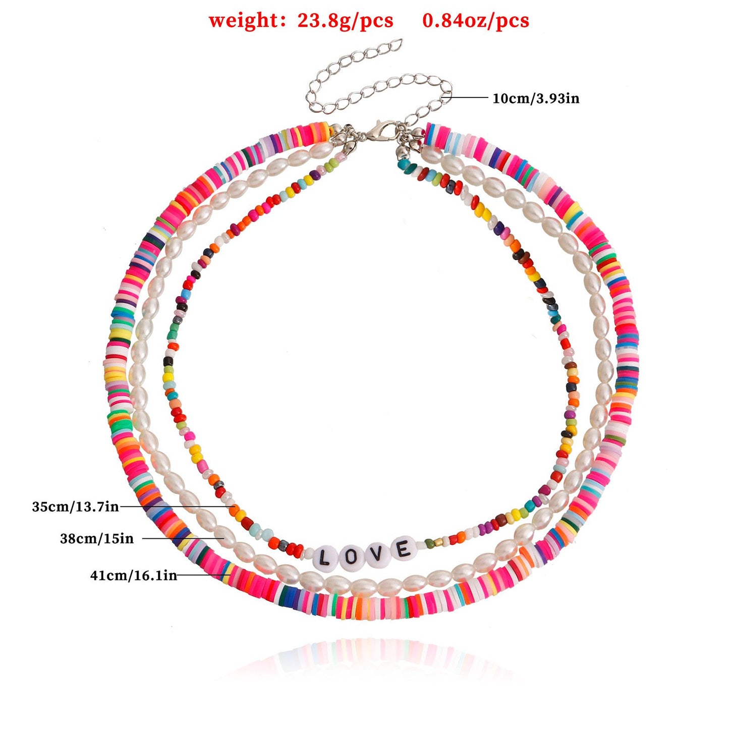 Jewelry Bohemian multi-layer color soft pottery small rice bead necklace female imitation pearl necklace ins