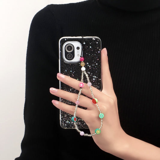 Jewelry ins trendy color fruit element mobile phone lanyard mobile phone beaded chain hand-woven pendant
