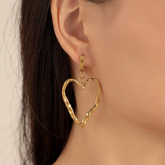 Fashion personality titanium steel irregular heart earring earrings stainless steel simple ins earrings for women