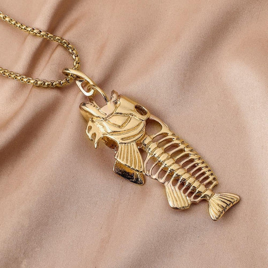 Fishbone Necklace Popular Jewelry Exaggerated Metal Animal Pendant