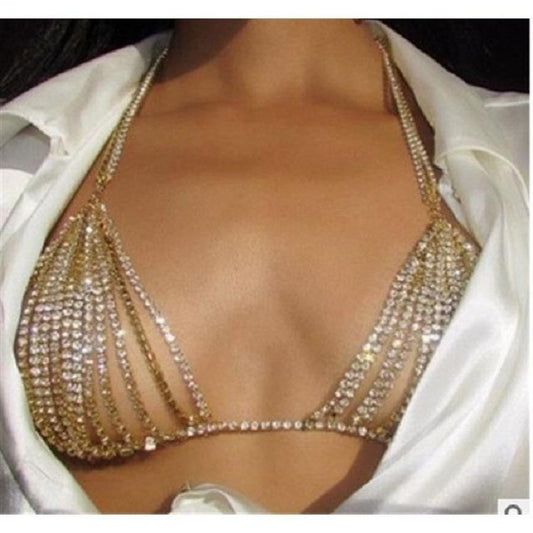 Jewelry Sexy Diamond Chest Chain Beach Night Queen Bikini Rhinestone Chest Chain Female Body Chain