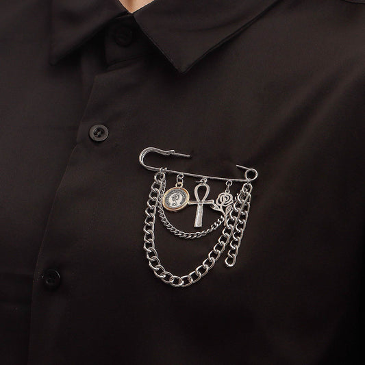 Jewelry Valentine's Day rose tassel accessories brooch female punk multi-element clothing pendant