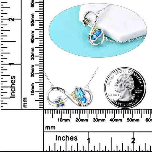 Summer Fashion Clavicle Chain 8-character Butterfly Pendant Necklace Female Niche Design Lettering LOVE Jewelry