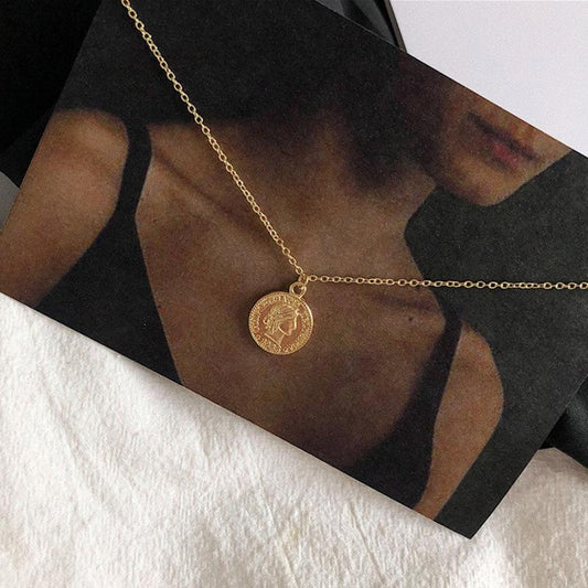 Jewelry Necklace Retro Gold Coin Pendant Fashion Hipster Cold Coins Ins Goddess of Luck