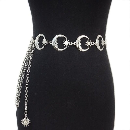 Moon metal waist chain women's sun decoration with dress ins trend simple and versatile chain waist accessories