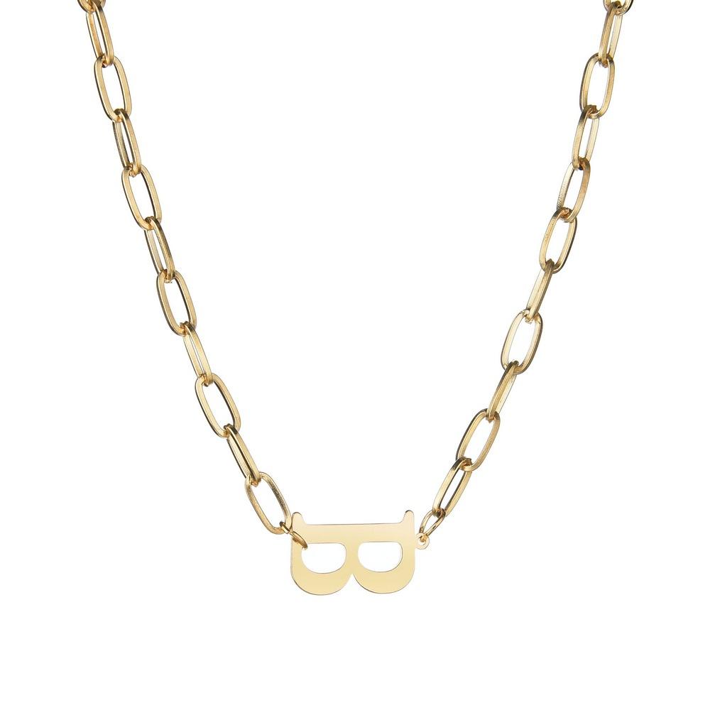 Personality simple temperament retro design sense B letter necklace short sweater chain geometric chain female