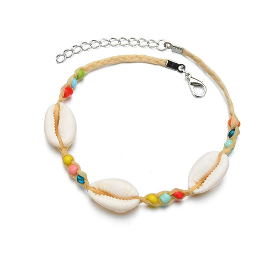 Accessories Bohemian Ethnic Mixed Color Rice Bead Bracelet Female Shell Anklet